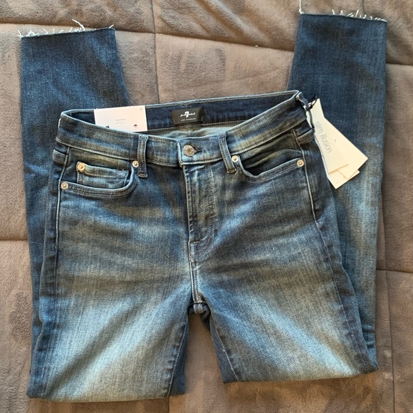 NWT 7 for All Mankind Slim Illusion Traceable Ankle Skinny With Cut Hem Kent 27 - Picture 5 of 11